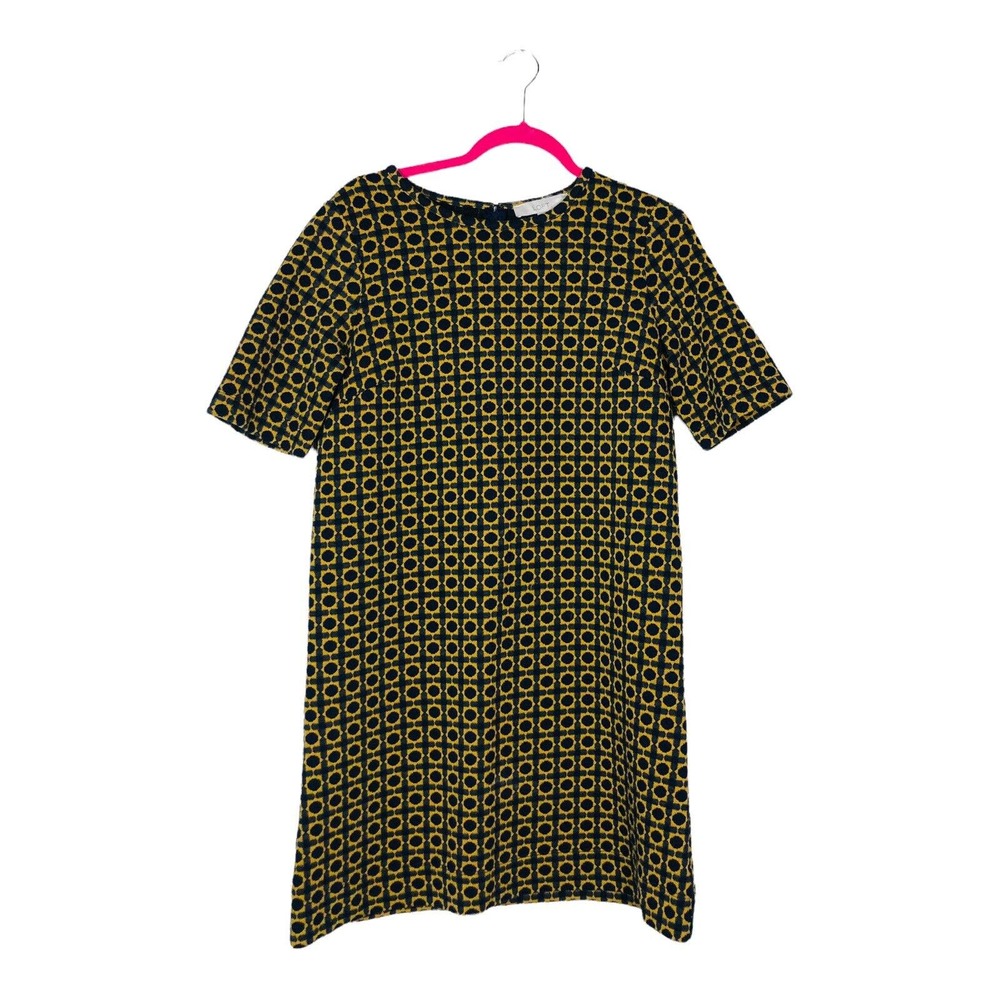 LOFT knit shift dress sz medium knit geometric career EUC